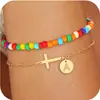 Pulsera Cruz de 26 Letras de Amazon, Moderna y Elegante, Versátil para el Uso Diario, Joyería Apilable de Doble Capa para Mujer 2025