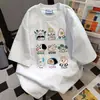 2026 Novo Estilo de Verão Divertido Estampa de Desenho Animado Camiseta de Manga Curta, Estilo Casual Preguiçoso, Versátil Estilo Casal Moda Top