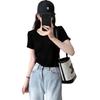 Tricô Fino para Mulheres na Primavera e Verão, Manga Curta Gola Redonda, Slim, Camiseta Básica Macia e Versátil, Top T-Shirt