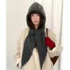 Conjunto de Gorro y Bufanda Jacquard Fair Isle Retro Gris Calentador de Cuello con Capucha Pasamontañas para Invierno para Mujer