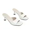 Nuevos Zapatos de Mujer Primavera/Verano 2026: Zapatos de tacón alto de tacón fino, Pantuflas de moda de punta abierta, Pantuflas para mujer de gran tamaño con estampado de piedra