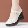 Sapatos de Plataforma com Bico Redondo e Sola Grossa de Tira Única 2026 Versáteis Confortáveis Plataforma Salto Anabela Impermeáveis Sapatos de Plataforma para Mães para Mulheres