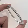 Pulseira de Aço Inoxidável Não Desbota Padrão Diamante Titânio Aço Versão Estreita Europeia e Americana Cravejada com Diamantes Minimalista Moda Pulseira