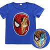 Camiseta de verano para niños, nueva, de manga corta con lentejuelas para niños, algodón de porcelana de hielo, top de cambio de color, cuello redondo, moda, una pieza, entrega