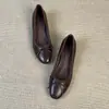 Versión de piel de oveja ~ Zapatos Mary Jane retro franceses de punta baja para mujer, con aumento interno de altura, punta redonda, adecuados para ir al trabajo y el uso diario
