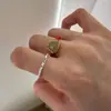 Anillo de Plata de Ley 925 Zirconia Arcoíris Simple y Compacto Mini Personalizado Colorido Piedra Preciosa Anillo Abierto Combinación Apilamiento