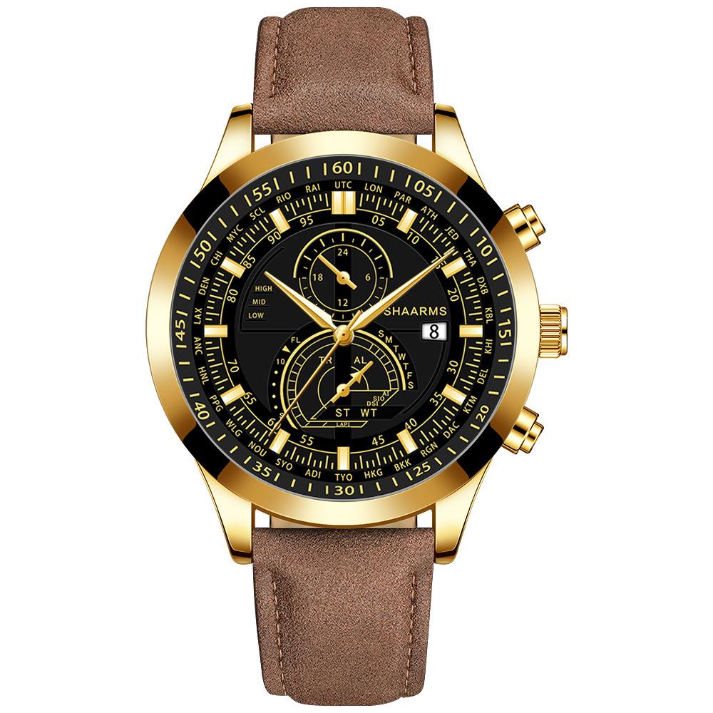 棕色皮带金壳黑面金针