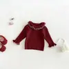 Suéter con Cuello de Encaje para Bebé y Niño Pequeño Dianxi, Chaleco Acolchado con Forma de Corazón, Pantalones de Punto Forrados de Felpa para Invierno de Bebé, Conjunto de Tres Piezas