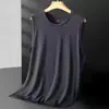 Chaleco de Seda de Hielo para Hombre Camiseta de Malla sin Mangas Versátil Holgada Talla Grande Cuello Redondo Camiseta Interior Chaleco de Seda de Hielo sin Mangas