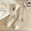 Meias Arrastão Bordadas para Mulheres, Outono e Inverno, Resistentes ao Frio, Meias Quentes de Cano Médio, Lã Sintética, Meias Longas com Barra Solta, Meias Versáteis para Mulheres