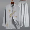 Traje Tang Estilo Chino para Personas de Mediana Edad y Mayores, Hanfu para Papá, Traje Retro de Manga Larga para Primavera y Verano, Atuendo para Abuelo, Traje de Tai Chi para Ejercicio Matutino