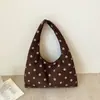 Bolso cruzado informal de lunares de gran capacidad para mujer, bolso de hombro tipo tote retro de otoño a la moda Maillard para commuting