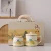 Caneca de Água com Tampa do Forno Ru Chá Milhas de Rios e Montanhas Caneca de Cerâmica para Beber Lembrança de Atividade Reunião de Negócios