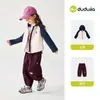 Jaqueta com Capuz Infantil Dudu Outono Moletom com Zíper para Meninas Roupa de Outono para Meninas Jaqueta de Bebê Top Roupas Infantis da Moda