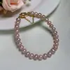 Pulsera de perlas de agua dulce de alto brillo casi redondas para mujer, diseño de joyería elegante, pulsera apilable, nueva muñequera versátil de verano al por mayor