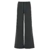 Calça comprida casual de malha, estilo coreano, para outono e inverno, espessa, corte relaxado, design de alta qualidade, perna larga, versátil, perna reta, mistura de lã