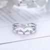 Anillo abierto de plata de ley S925 línea cuadrada con microcirconita brillante, moda simple, diamante, estrella de cinco puntas, anillo de siete estrellas para mujer