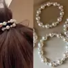 Moderna y Exquisita Goma para el Cabello de Perlas Super Brillantes, Cuerda para Cola de Caballo Súper Elegante y de Alta Gama, Pulsera y Adorno para la Cabeza de Doble Uso