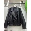 Moda femenina europea y americana transfronteriza AliExpress artículo más vendido chaqueta biker casual elegante de piel sintética con solapa grande y corte holgado