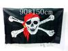 90 * 150cm 3 * 5 pies Bandera Pirata No. 4 Bandera Calavera Bar Casa Embrujada KTV Turbante Rojo