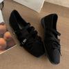 Sapatos Mary Jane Quadrados de Couro Genuíno Estilo Retrô de Nicho para Noite Sapatilhas Baixinhas 2025 Novo Estilo Não Cansativos para Mulheres