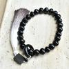 Pulsera de Semillas de Girasol Natural y Raíz de Bodhi con Estrella y Luna Tostada al Carbón Bodhi Pulsera con Borla Linda Estilo Labubu