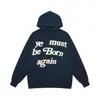 KANYE mesmo estilo você deve nascer de novo moletom com letras de espuma moletom com forro de fleece