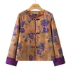 Jaqueta Bordada Estilo Chinês de Primavera da Vovó para Mulheres de Meia-Idade e Idosas, Blusa Cover-Up Jacquard Botonada de Caimento Solto para Mães, Roupas Plus Size