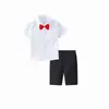 Roupa de Performance Infantil Camisa Branca Manga Curta Shorts Pretos Camisa para Foto de Menino Traje de Performance Roupa Infantil Vestido para Daminha