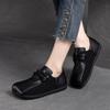 Jie Shu 2023 Otoño Nuevos zapatos de una sola capa con costuras retro, cordones delanteros, estilo romano, suela plana de goma, zapatos casuales de una sola capa para mujer