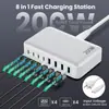 Cargador Transfronterizo Multicolor de Nitruro de Galio 200W 20V5A Estación de Carga Universal de Alta Potencia para Teléfonos Móviles, Tablets y Laptops