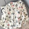 Pijamas coreanos para pareja para mujer oso negro engrosado con forro polar cálido para estar en casa de alta gama de dos piezas en stock al por mayor