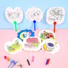 Abanico de papel en blanco para hacer tú mismo, con dibujos de colores, para pintar, con patrón, de cartón blanco, al por mayor