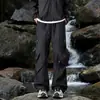 Calças impermeáveis forradas com fleece para outono e inverno, calças de trabalho retas largas da moda masculinas para atividades ao ar livre, calças casuais grossas