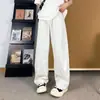 Pantalones casuales de verano estilo americano oblicuos para hombre, pantalones curvos de marca de verano de moda, pantalones largos de pierna ancha rectos holgados de seda helada de talla grande
