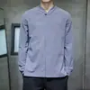 Nueva Camisa de Lino de Algodón Chino Estilo Zen Botón de Rana Manga Larga Temporada de Primavera y Otoño Estilo Nacional Ropa para Hombre Color Sólido Cuello en V Casual Retro