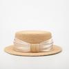 Huaqiao - Sombrero de rafia con borde plano y parte superior plana para primavera y verano, protección solar para mujer