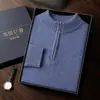 Suéter Base de Punto de Cachemira Engrosado con Cremallera de Cuello Medio Alto para Hombre de Otoño e Invierno, Top Cálido para Hombres Jóvenes y de Edad Media