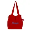 Bolso de Hombro Nuevo con Cordón y Letras para Mujer, Estilo Japonés, Gran Capacidad, Bolso de Axila de Color Sólido, Bolso Tote de Moda para Viajero