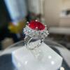 Anillo de diamante de alto carbono de 5 quilates nuevo transfronterizo para mujer color rojo sangre de paloma anillo de gema de industria pesada anillo de deseo en vivo al por mayor