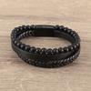 Dragão e AliExpress venda quente pedra natural arenito couro pulseira multi-camadas masculino couro tecido pulseira fábrica venda direta