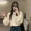 Tops de Diseño Nicho Retro Francés 2025 para Mujer con Mangas Abullonadas Camisas Chic de Manga Larga con Volantes