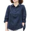 Camisa de Solapa Jacquard Nueva de Alta Gama para Mujer Estilo Occidental Vintage Camisa de Manga Media para Mujer Camisa Ajustada