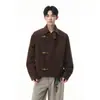 Hebilla Metálica Retro de Avión Chaqueta Corta de Solapa para Hombre Otoño Marca de Moda Corte Holgado Fresca y Traviesa Chaqueta de Motociclista