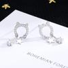 Gato Antiguo Ning Femenino Temperamento Largo Alto Sentido Gato Pendientes de Oreja de Gato Personalizados Estrella Zircón Pendientes de Gato