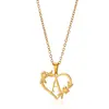 Moda Transfronteriza A-Z Collar con Letra Inglesa Hueca en Forma de Corazón para Mujer Creativo de Acero Inoxidable Flor de Amor Collar con Apellido Familiar