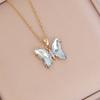 En stock Europa y Estados Unidos transfronterizo nuevo collar de mariposa degradado collar de acero inoxidable de moda para mujer cadena de clavícula con personalidad N