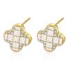 Pendientes de Trébol de Cuatro Hojas de Plata de Ley S925 Damila para Mujer, Personalizados, de Alta Gama, con Micro Incrustaciones de Zirconia, Flor, Lujo Accesible