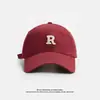 Gorra de Béisbol Color Borgoña Estilo Coreano de Algodón Puro para Mujer, Oversize y de Corte Profundo con Visera Rígida, Visera Ancha que Hace que la Cara Parezca Más Pequeña, Gorra Deportiva Versátil para Hombre