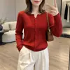 Suéter de Punto Color Calabaza Estilo Coreano Reductor de Edad Paleta de Colores Otoñales Camiseta de Punto Canalé Adelgazante Top Elegante